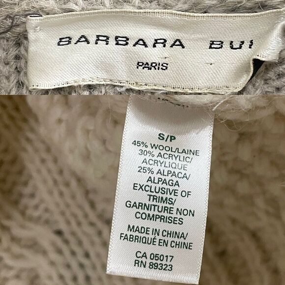 BARBARA BUI Wool Ribbed Long Button Front Cardigan Sweater Tan L - Picture 8 of 8